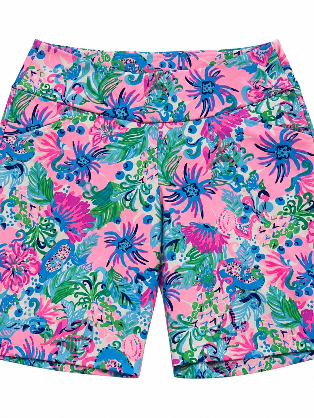 Lilly Pulitzer Reid Floral Fairway Golf Shorts Womenโs 6 Pink Tropical 9โ Inseam